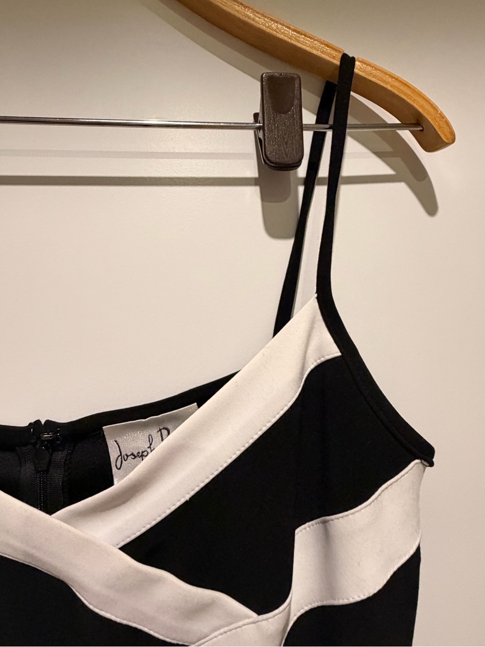 Joseph Ribkoff Black Dress with White Diagonal Banding - Picture 4 of 6